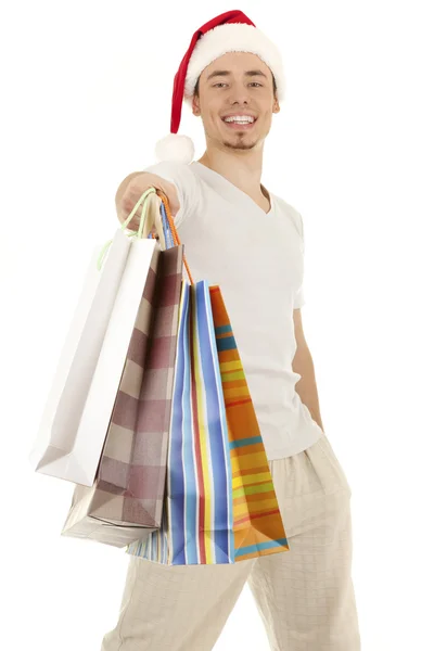 Young Santa with gifts — Stock Photo, Image