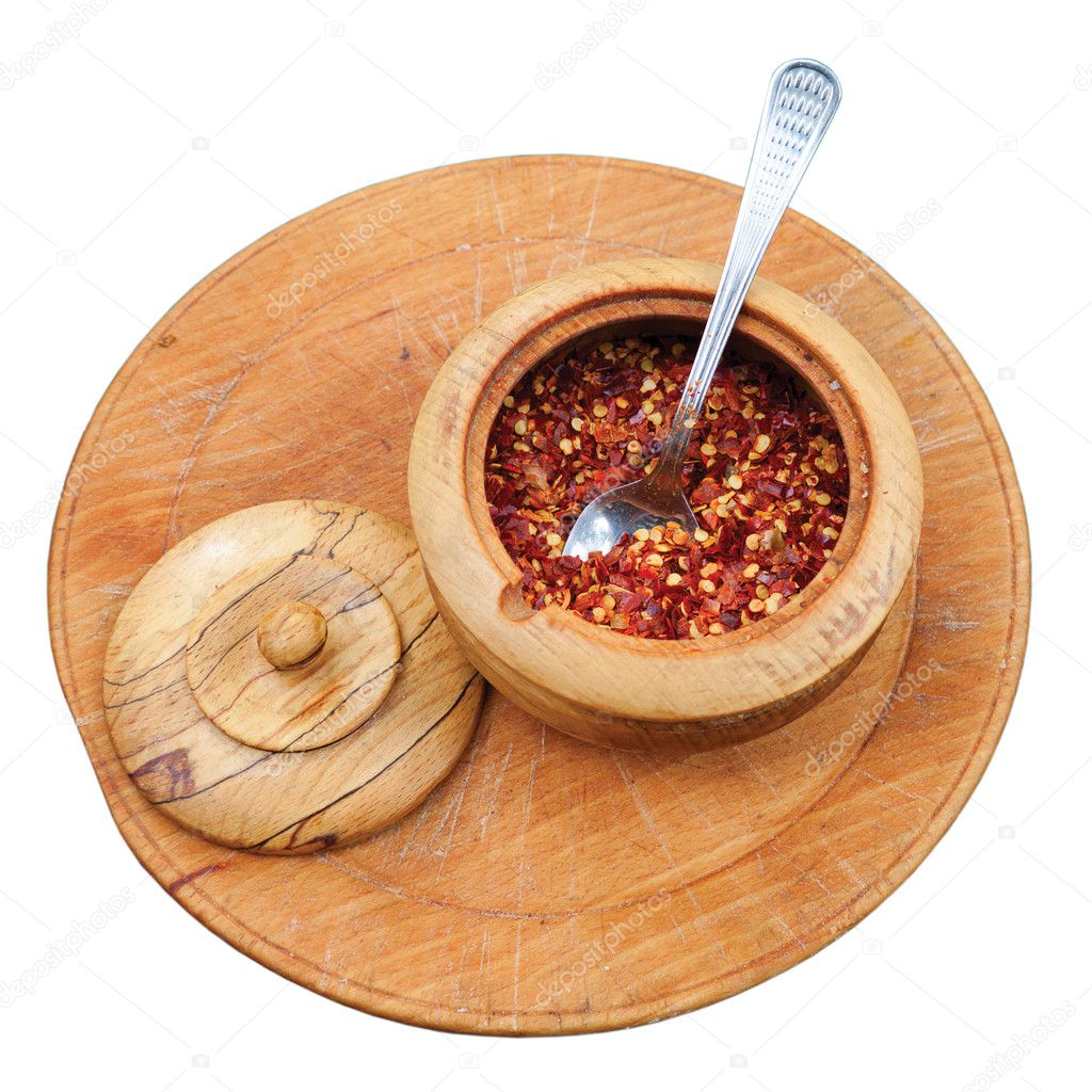 Exotically Spice Mix in wooden cup (isolated)