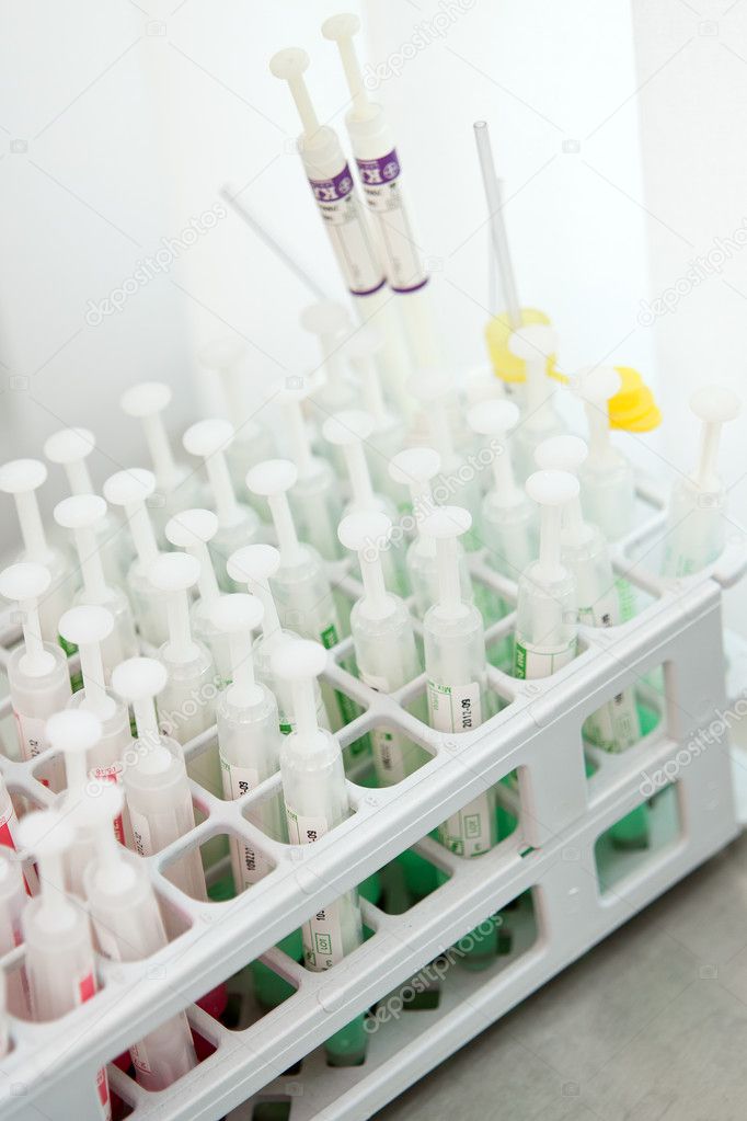 Medical syringes on clean background