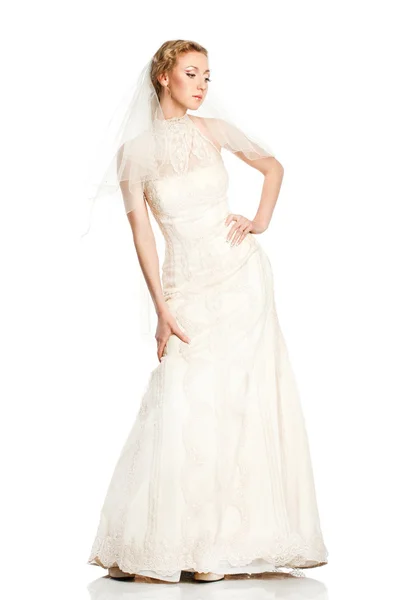 美しい白いドレスの花嫁 — ストック写真
