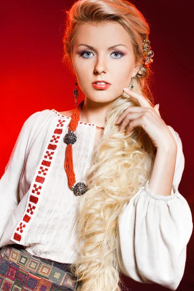 Beautiful woman in national costume — Stock Photo, Image