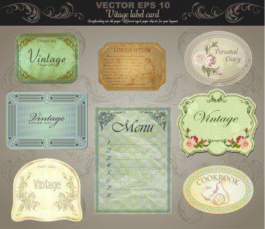 Background set: vintage labels - inspired by antique originals. vector clipart