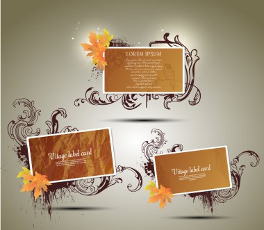 Abstract grunge autumnal set cards. Vector background clipart