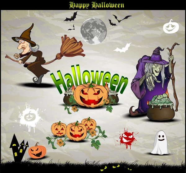 Icônes et éléments d'Halloween pour le design — Image vectorielle