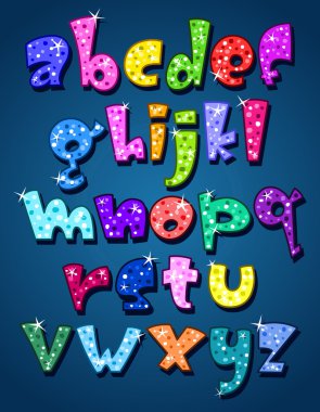 Lower case sparkling alphabet clipart