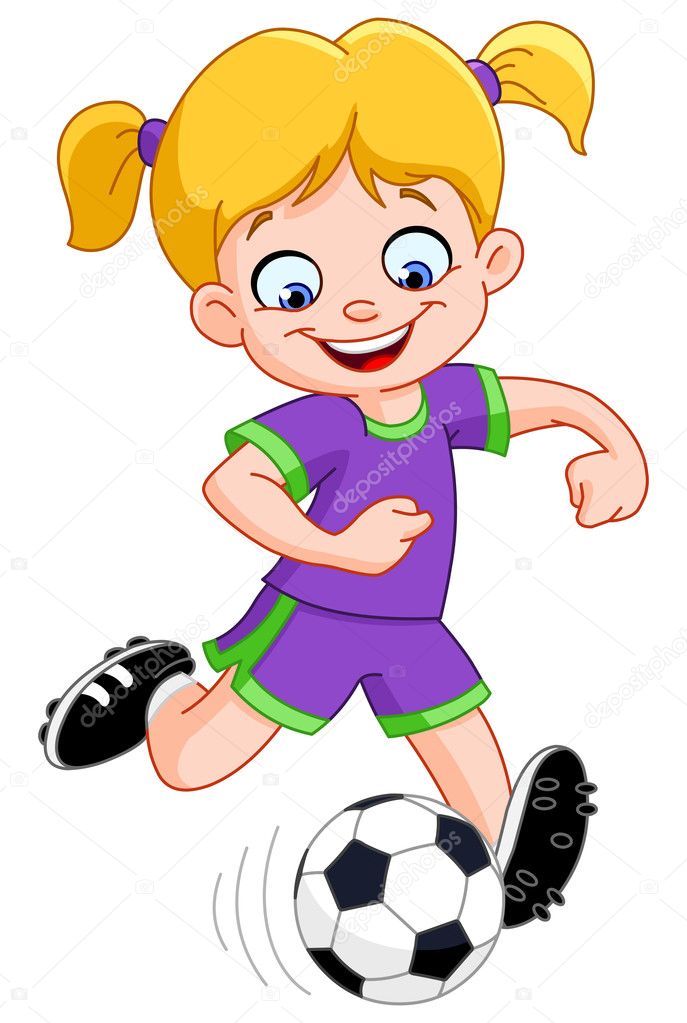 Menina Bonito Jogar Futebol Personagem Desenho Animado Ilustração Isolada  imagem vetorial de blueringmedia© 502508812