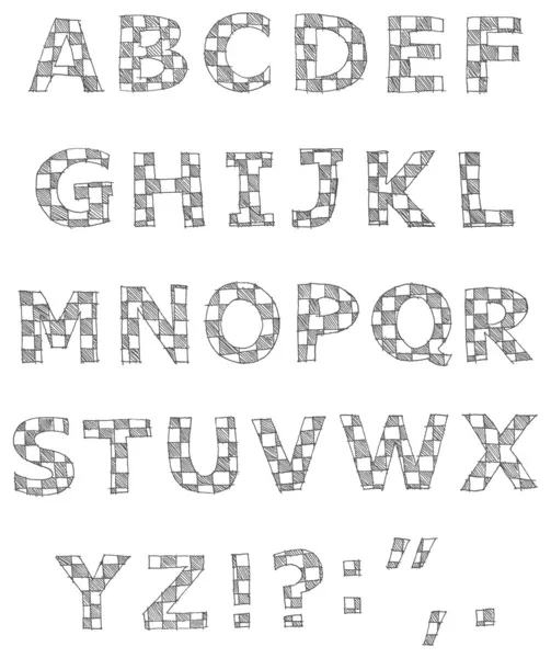 Handskrivna rutiga alfabetet — Stock vektor