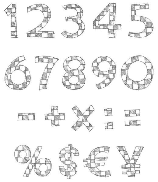 Hand written checkered numbers — Stock Vector