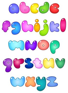 Fat bubble lower case alphabet clipart