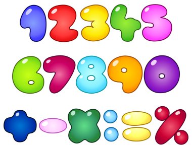 Fat bubble numbers clipart