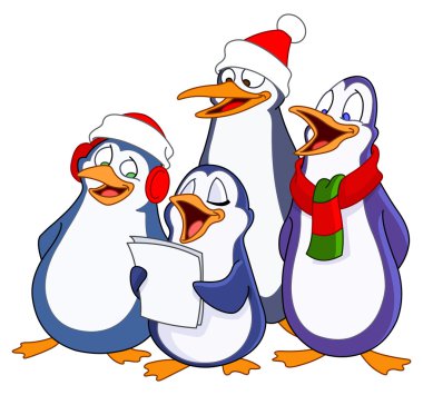 Caroling penguins clipart