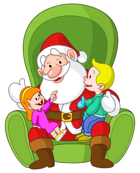 Santa med barn — Stock vektor