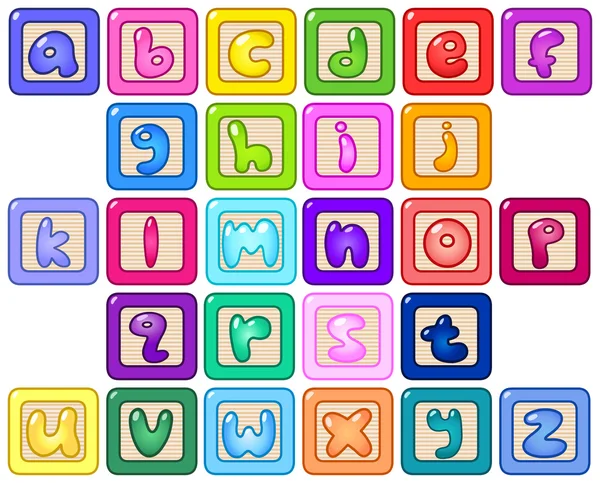 Kleine letters alfabet blokken — Stockvector