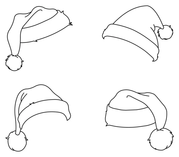 Outlined Santa hats — Stock Vector