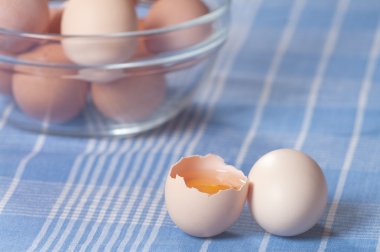 mutfak masasının üzerinde kahverengi yumurta