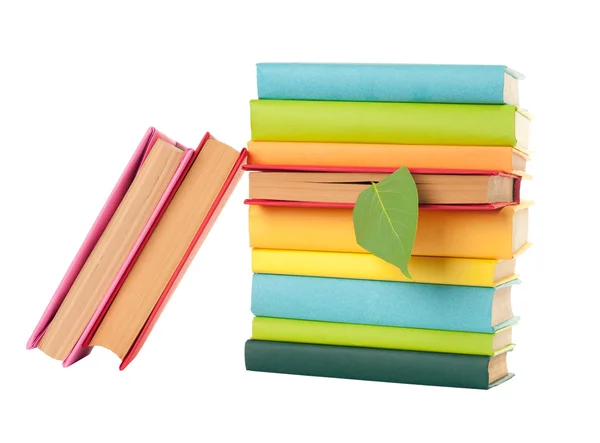 Grönt blad bokmärke i en bok — Stockfoto