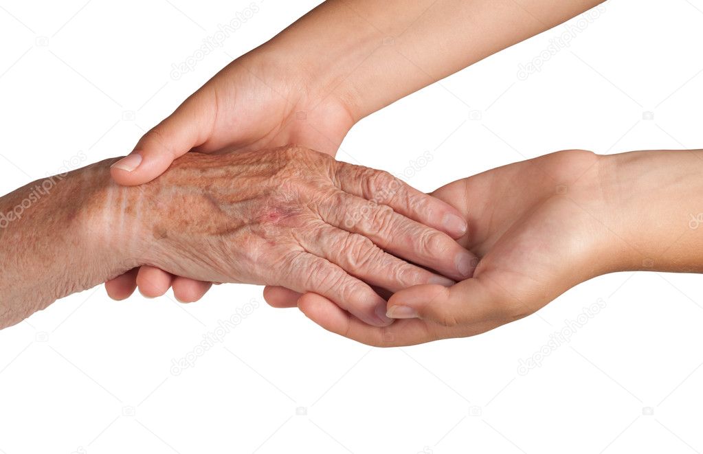 Young and old hand