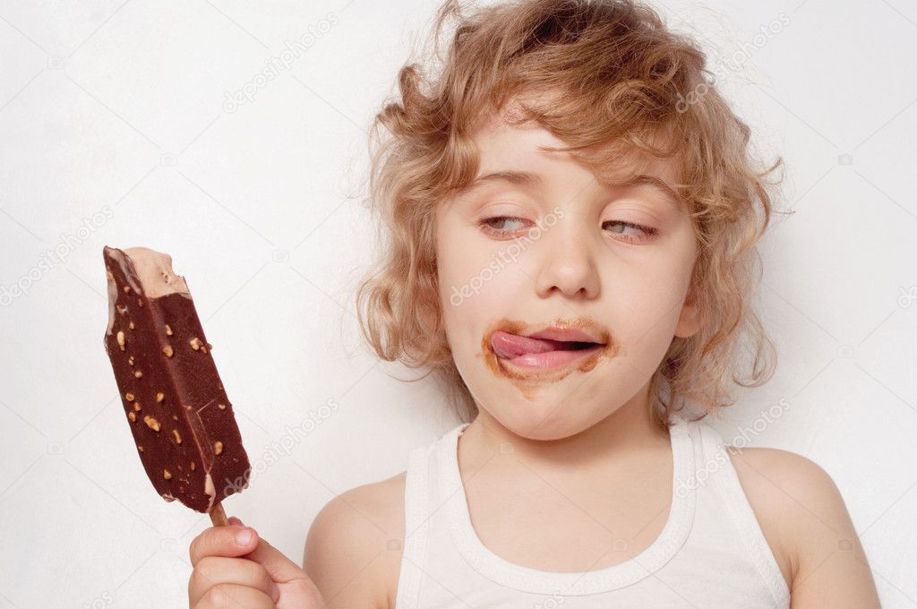 Child eats ice