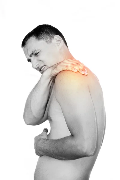 Νεαρός άνδρας, έχοντας πόνο στην πλάτη — Φωτογραφία Αρχείου