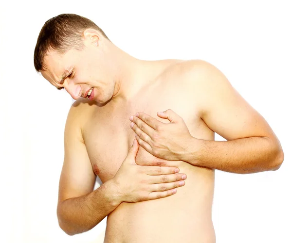 Junger Mann erleidet Herzinfarkt — Stockfoto