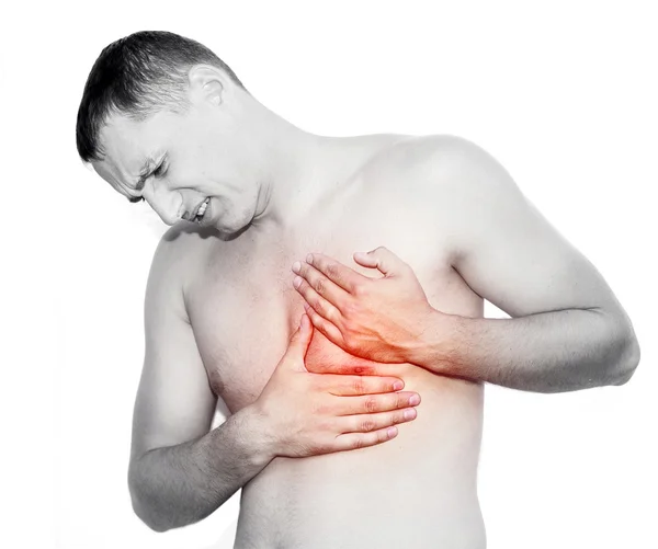 Young man having heart attack — Stock Photo, Image
