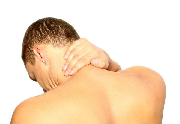 Junger Mann mit Rückenschmerzen — Stockfoto