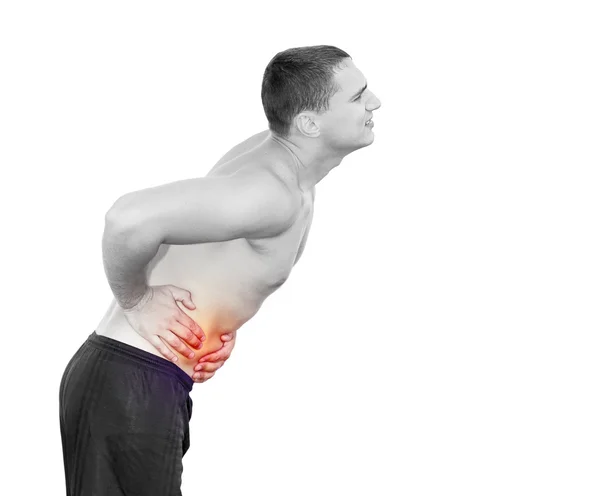 Young man having stomach pain Royalty Free Stock Images