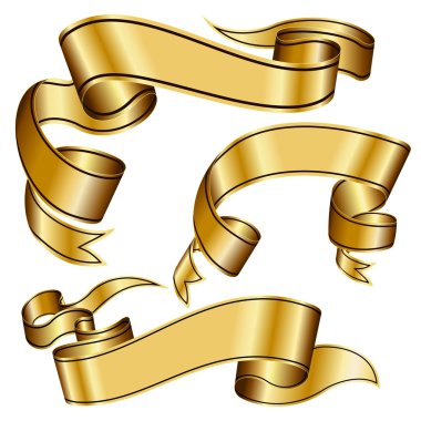 Gold ribbon collection clipart