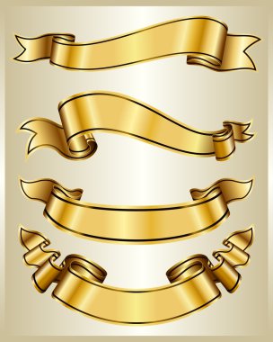 Gold ribbon collection clipart