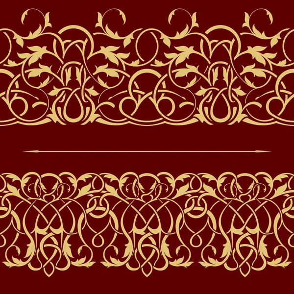 Collection d'or floral sans couture élément de conception de la frontière — Image vectorielle