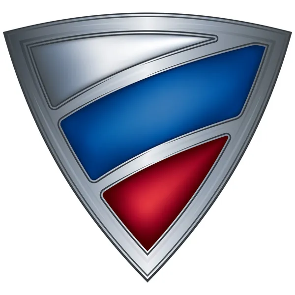 Stahlschild mit Flagge Russland — Stockvektor