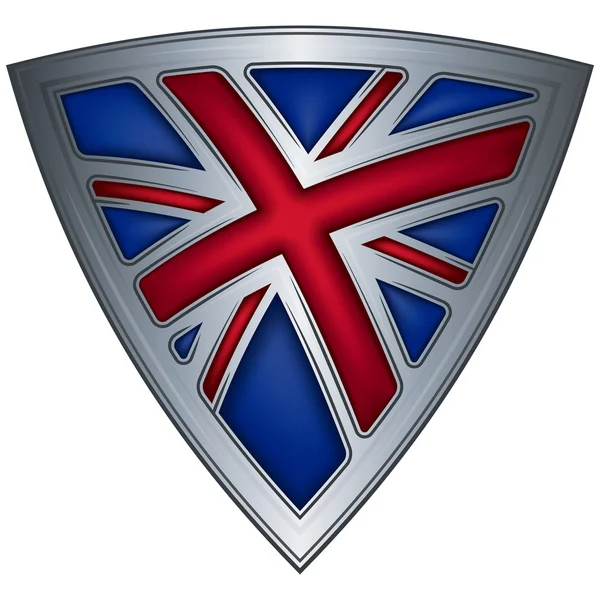 Escudo de acero con bandera Reino Unido — Vector de stock