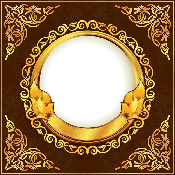 Gold vintage circle frame — Stock Vector