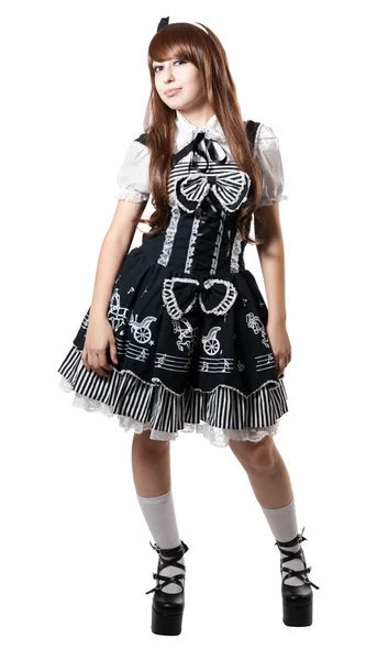 黑色礼服的 cosplay 女孩 — 图库照片