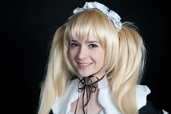 Porträtt av ung flicka i anime lolita suit — Stockfoto