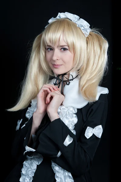 Portrait of young girl in anime lolita suit — Stock Photo, Image