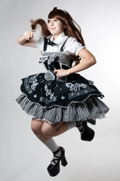 Cosplay dziewczyna w czarnej sukni — Zdjęcie stockowe