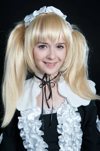 Portrait of young girl in anime lolita suit — Stock Photo, Image