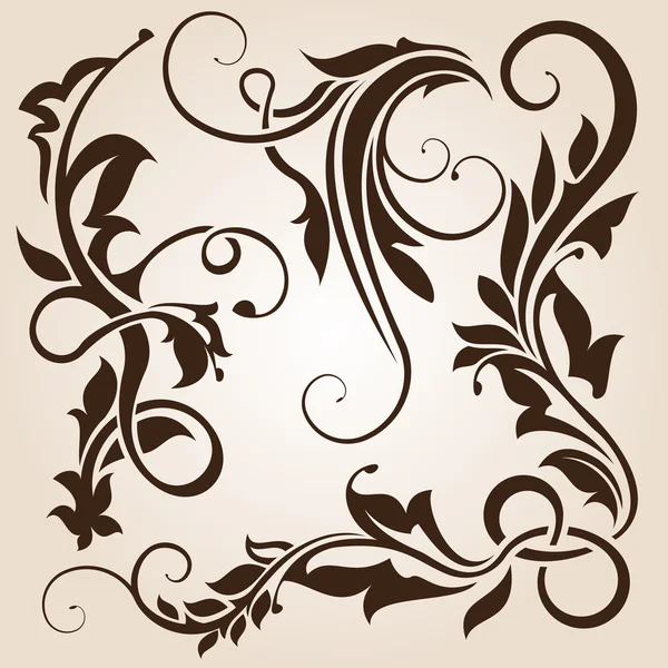 Colección de elementos de diseño floral marrón — Archivo Imágenes Vectoriales