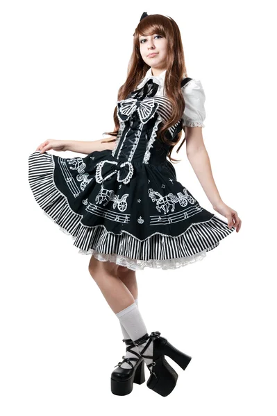 Cosplay menina em vestido preto — Fotografia de Stock
