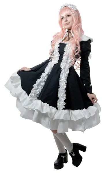 黑色礼服的 cosplay 女孩 — 图库照片