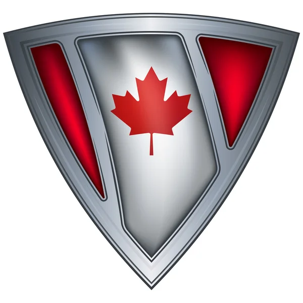 stock vector Steel shield with flag Canada