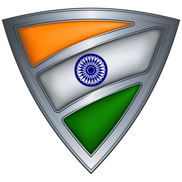 stock vector Steel shield with flag India