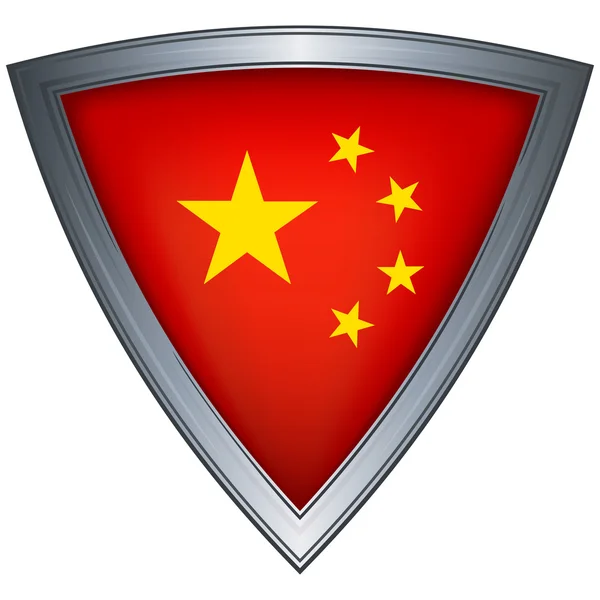 Steel shield with flag China — Stock Vector