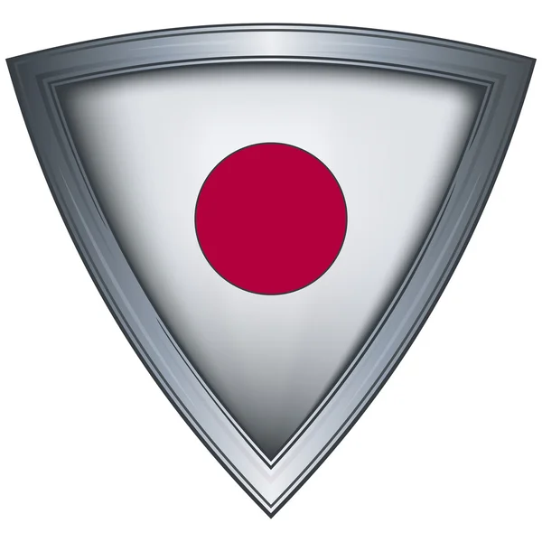 Stahlschild mit japanischer Flagge — Stockvektor