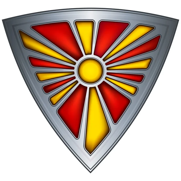 Bouclier en acier avec drapeau République de Macédoine — Image vectorielle
