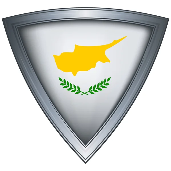 Стальной щит с флагом Кипра — стоковый вектор