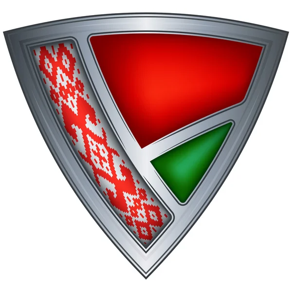 Стальной щит с флагом Беларуси — стоковый вектор