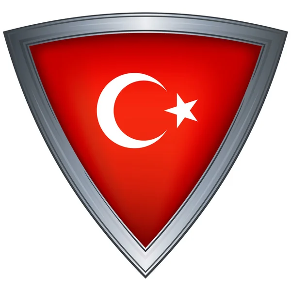 Stahlschild mit türkischer Flagge — Stockvektor