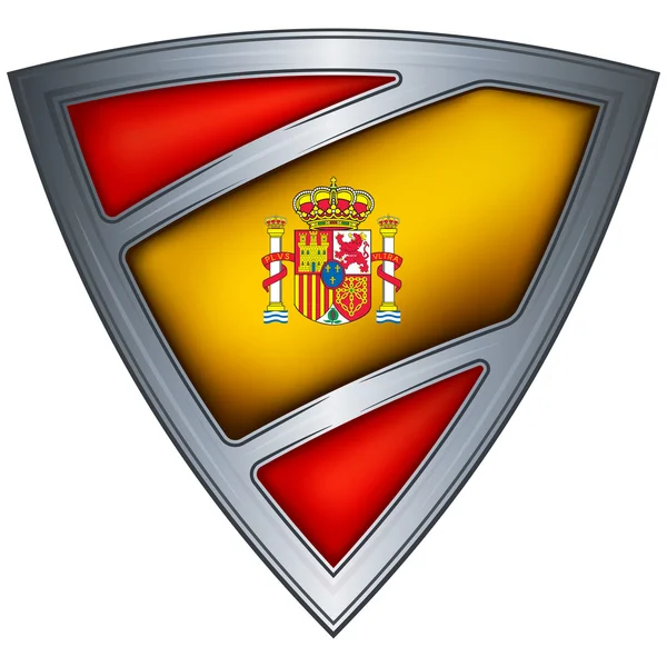 Escudo de aço com bandeira Reino de Espanha — Vetor de Stock